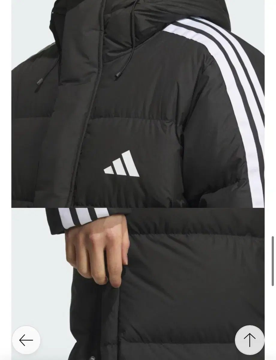 アディダス ロングダウンジャケット ブラック XL L (105 100) - メルカリ