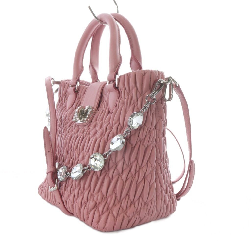 ミュウミュウ miumiu マテラッセ ナッパクリスタル 2WAY ハンドバッグ