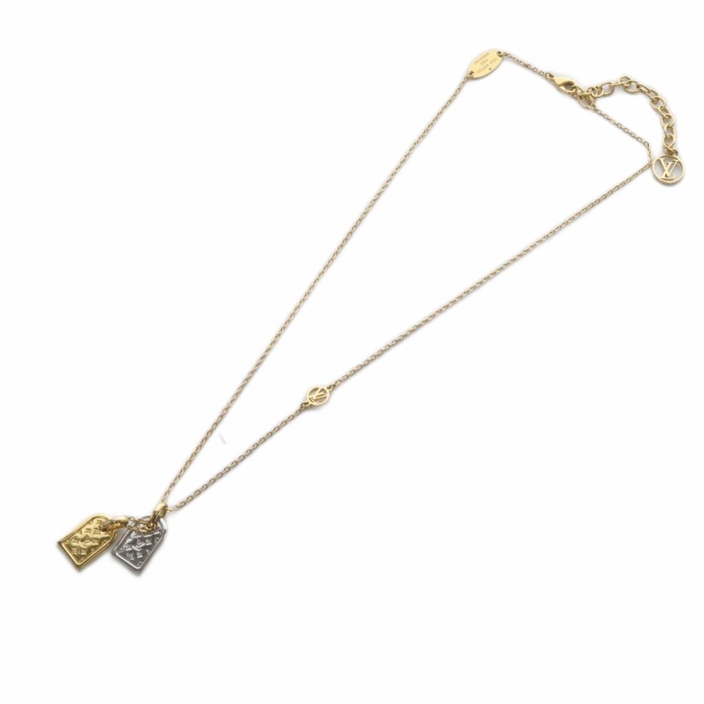 ルイヴィトン M63141 ネックレスナノグラム ネームタグ ルイヴィトンナノグラムネックレス ネームタグモチーフ ゴールド