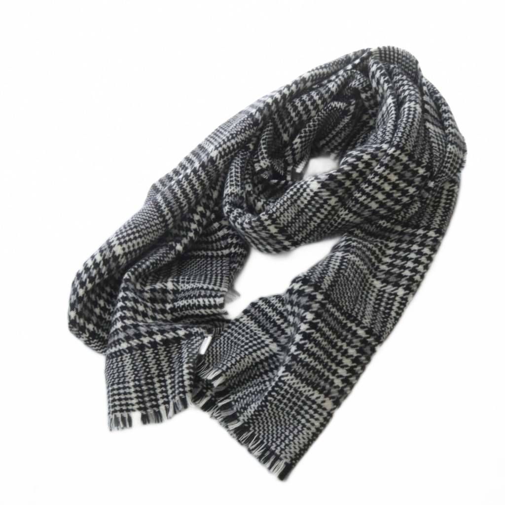 アパルトモン ドゥーズィエムクラス L Appartement CLASSE アロンピ ALONPI 千鳥チェック大判カシミヤストール マフラー ブラック ホワイト YO 12