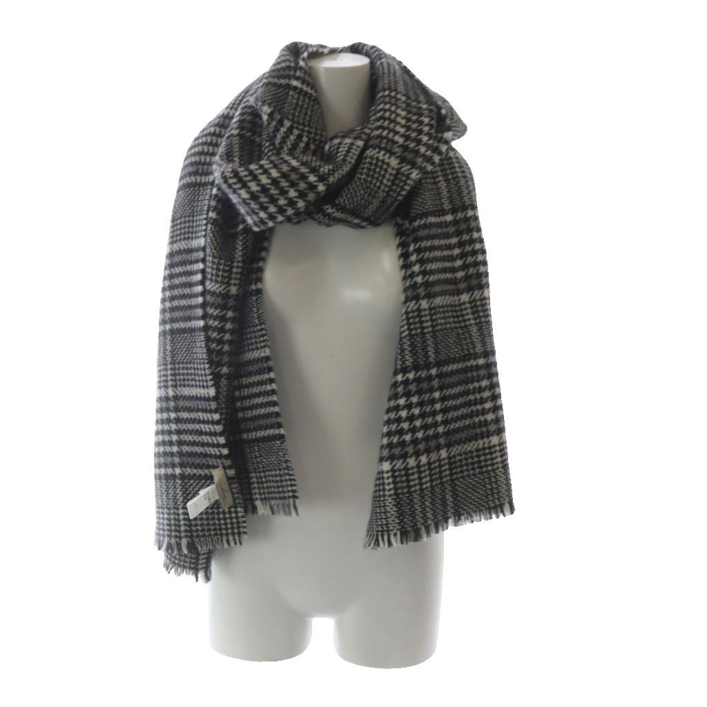 アパルトモン ドゥーズィエムクラス L Appartement CLASSE アロンピ ALONPI 千鳥チェック大判カシミヤストール マフラー ブラック ホワイト YO 12