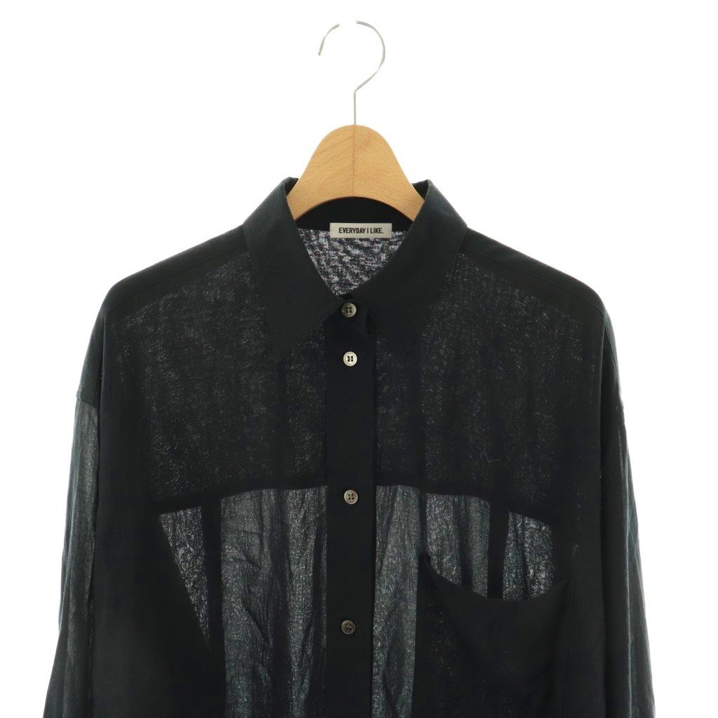  ドゥーズィエムクラス CLASSE エブリデイアイライク I LIKE 25 AW Cotton Sheer Wash シャツ ブラウス シアー ブラック CX OS 長袖 シャツ ブラウス