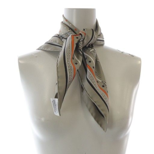  エルメス HERMES パリ ステーション スカーフ 総柄 グレージュ カレ55 バンダナ スカーフ 小物