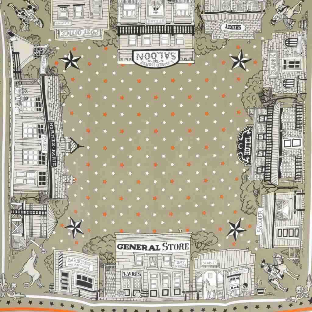 エルメス HERMES パリ ステーション スカーフ 総柄 グレージュ カレ55