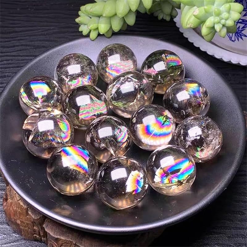 新品】 [神々の贈り物] 虹入り天然灰水晶球【クリスタルスフィア