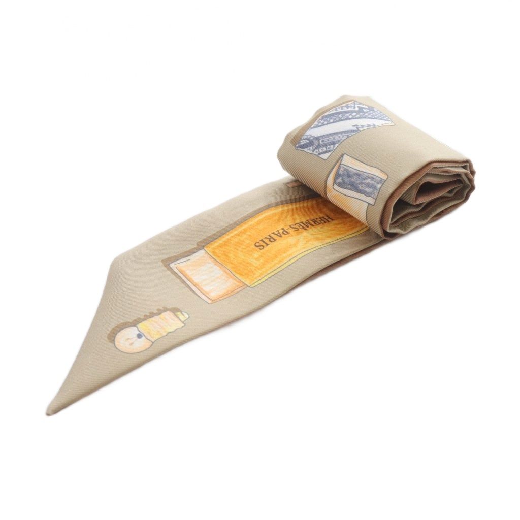 エルメス HERMES ツイリー イン ザ ポケット IN THE POCKET スカーフ 総柄 シルク 茶色 ブラウン ベージュ