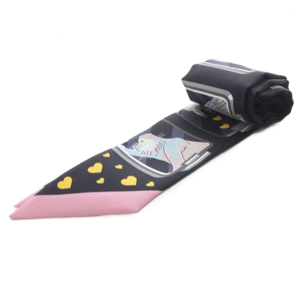 エルメス HERMES ツイリー STORY ストーリー スカーフ 総柄 黒 ブラック