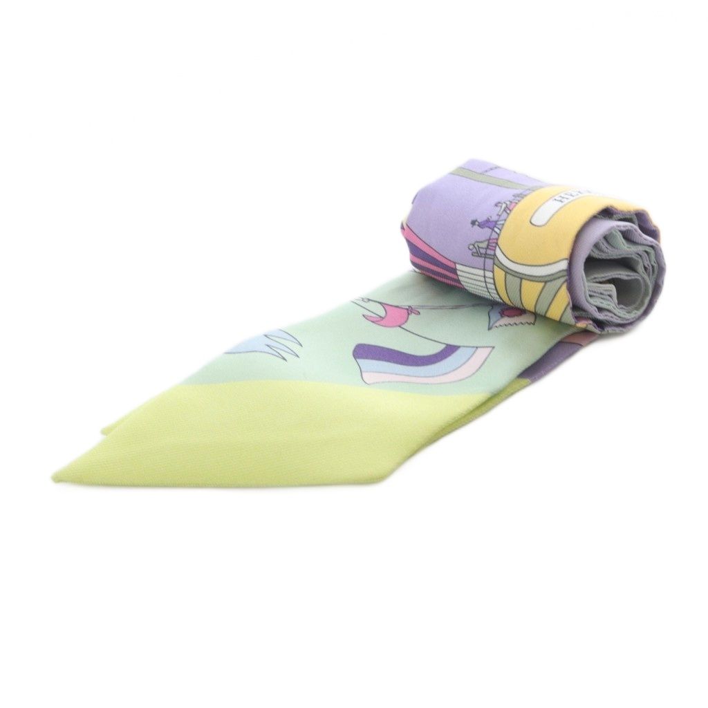 エルメス HERMES ツイリー LES FOLIES DU CIEL 大空の狂気 スカーフ 総柄 黄緑