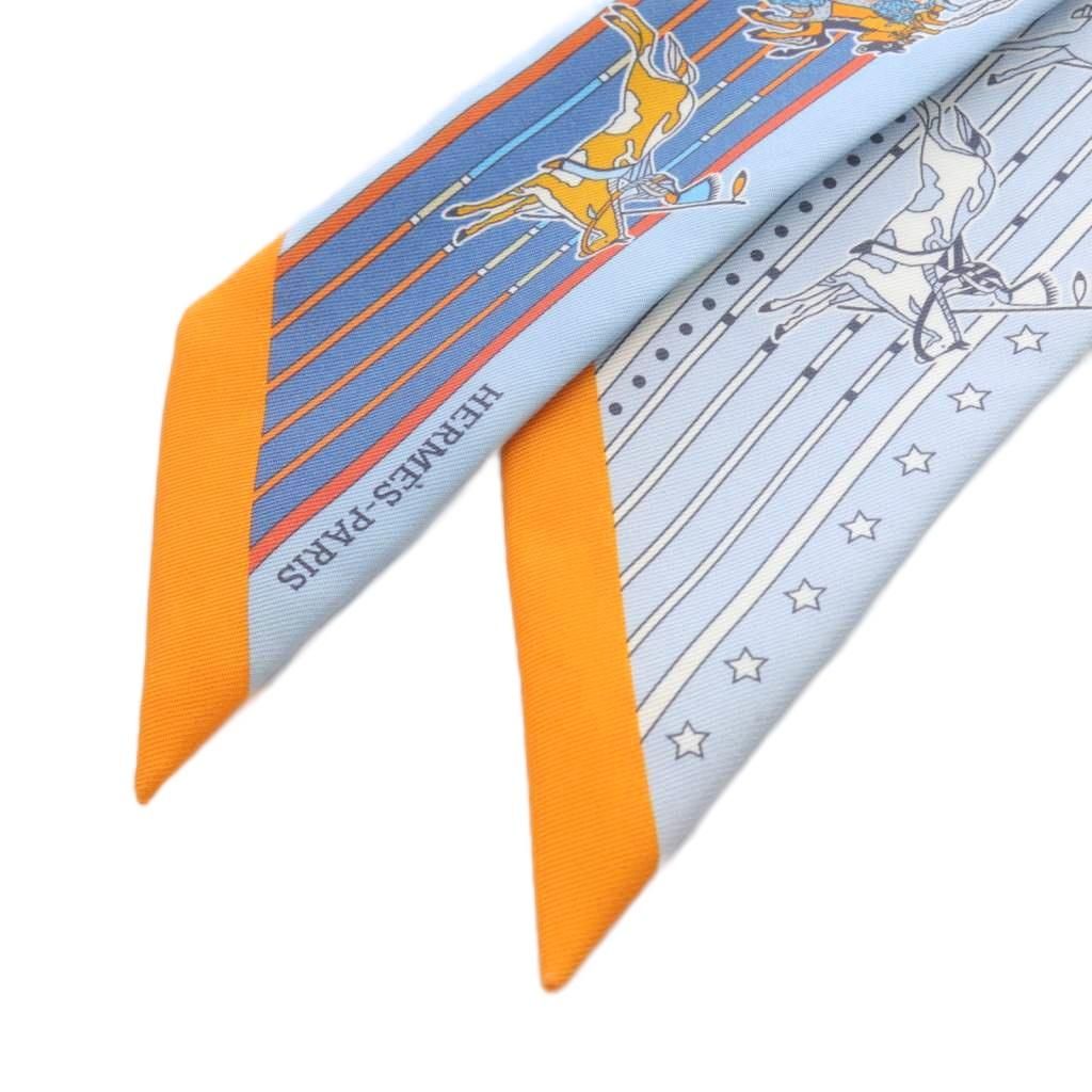  エルメス HERMES ツイリー Pani La Shar Pawnee パウニー族の首長 スカーフ 水色 ライトブルー バンダナ スカーフ 小物