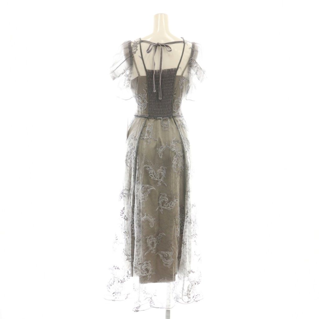 フレイアイディー FRAY I.D 25 AW コードフラワーレースドレス ワンピース 刺繍 チュール 0 グレー CX OS SH