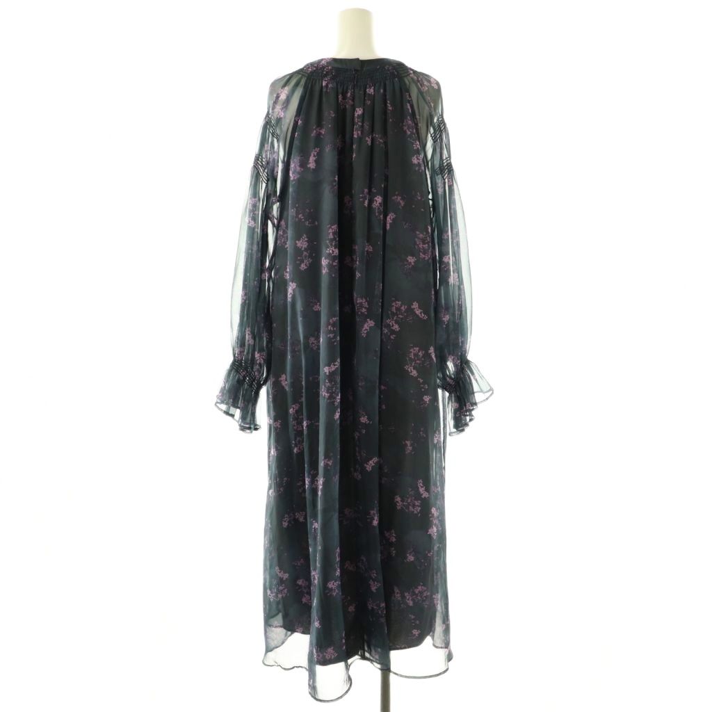 アメリヴィンテージ Ameri VINTAGE NORA FLOWER LAYERED DRESS ワンピース シアー 花柄 S ネイビー ピンク CX OS SH