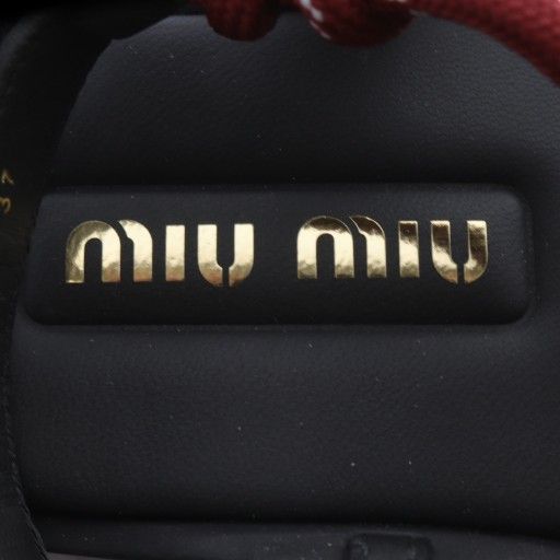  ミュウミュウ miumiu リヴィエール Riviere コード×レザーサンダル フラット ベルクロ 37 ボルドー YO 16 サンダル サンダル ミュール