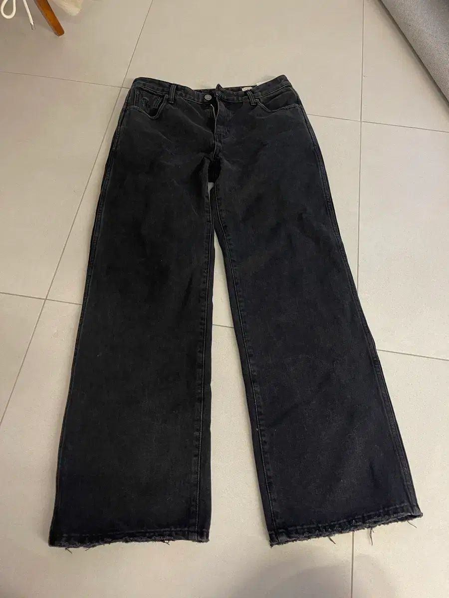 シックスアンドハーフ ブラック ローライズ ワイドストレート Lサイズ