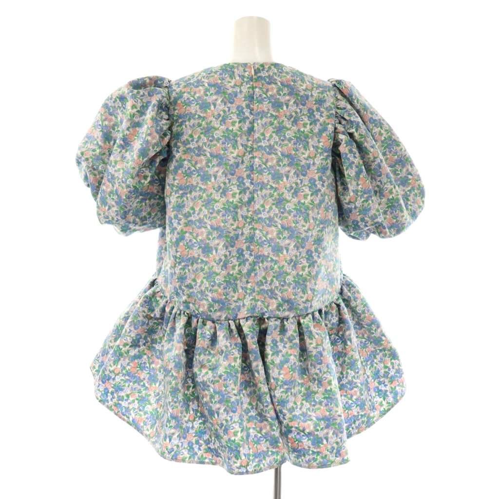 ツル バイ マリコオイカワ TSURU by Mariko Oikawa Eleonore マルチフラワー ブラウス パフスリーブ F ブルー マルチ ES OS