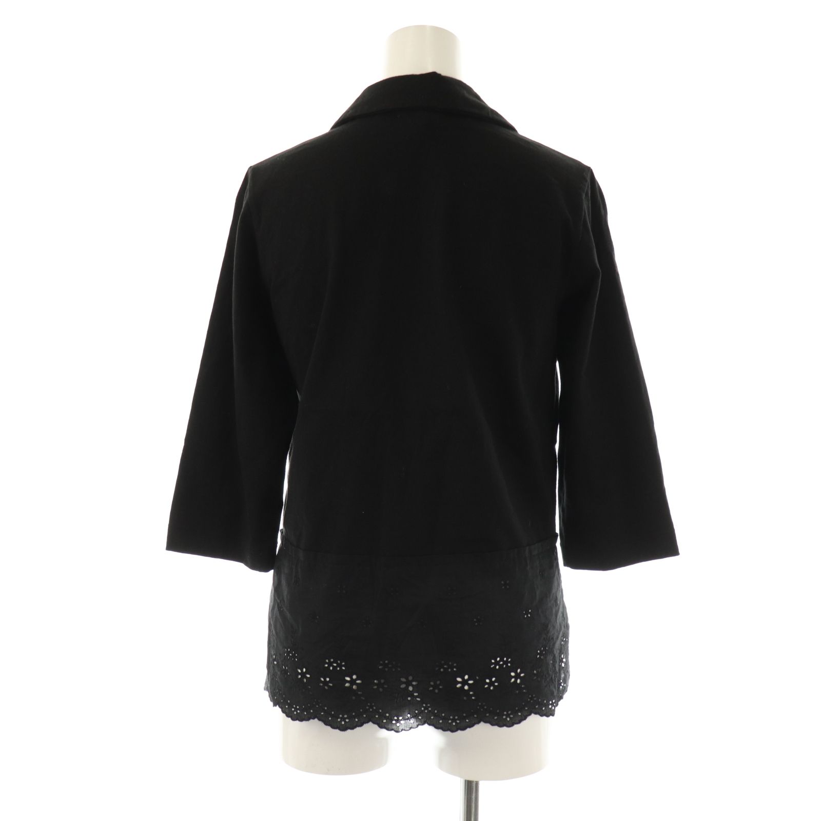 タオ コムデギャルソン TAO COMME des GARCONS TK-T 018 AD 2025 丸襟 レース ブラウス カットソー S ブラック ES OS