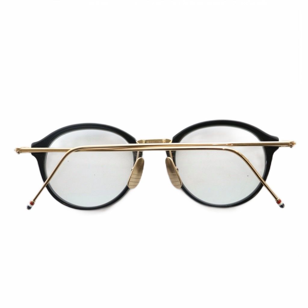 トムブラウン THOM BROWNE 眼鏡 度無し 黒 ブラック ゴールド TB-011 A-46 SS OS AD