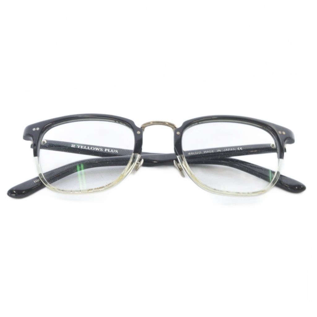 イエローズプラス YELLOWS PLUS half ウェリントン眼鏡 メガネ 度無し 48 22 黒 ブラック クリア