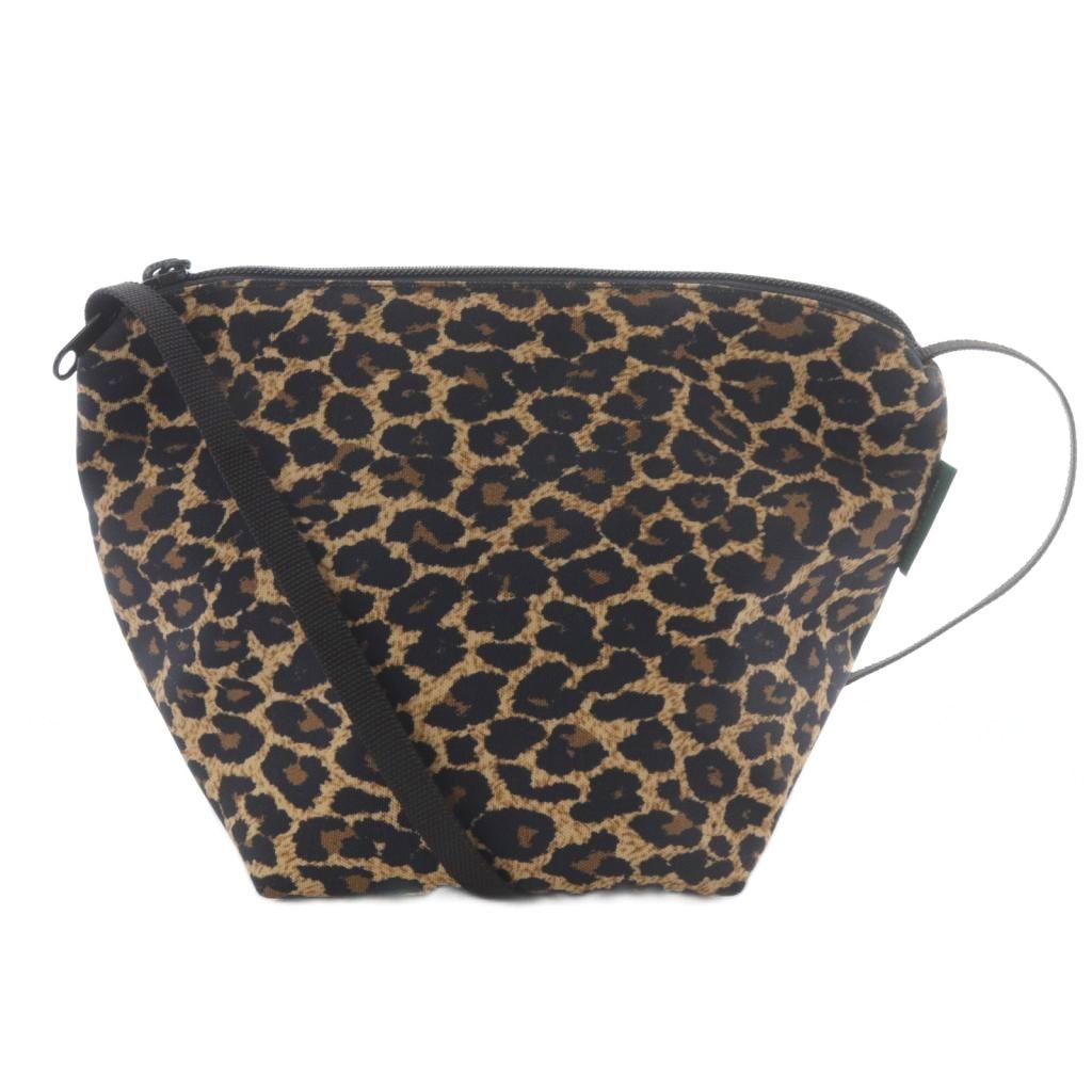 エルベシャプリエ Herve Chapelier レオパード ナイロン舟型ショルダーバッグ 茶