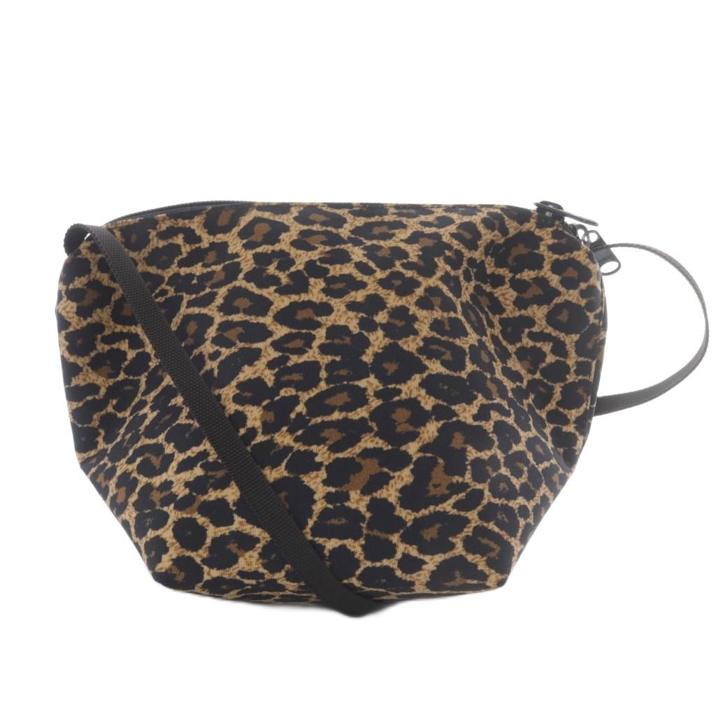 エルベシャプリエ Herve Chapelier レオパード ナイロン舟型ショルダーバッグ 茶