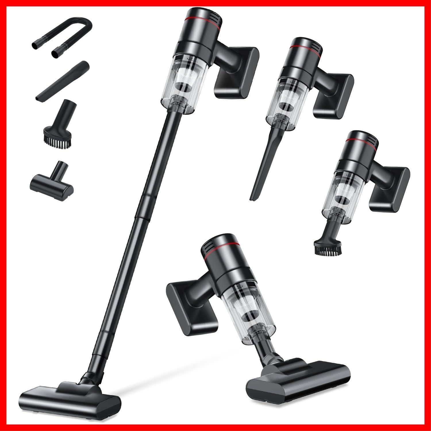 商品 2025進級版-15000 pa 超強力吸引-超軽量0.6 kg 掃除機 コードレス Type-C充電式 35分間連続稼働 コードレス掃除機 2 way スティッククリーナー ハンディクリーナー 5種類ノズル 延長パイプ ライト付き 多重濾過 HEP