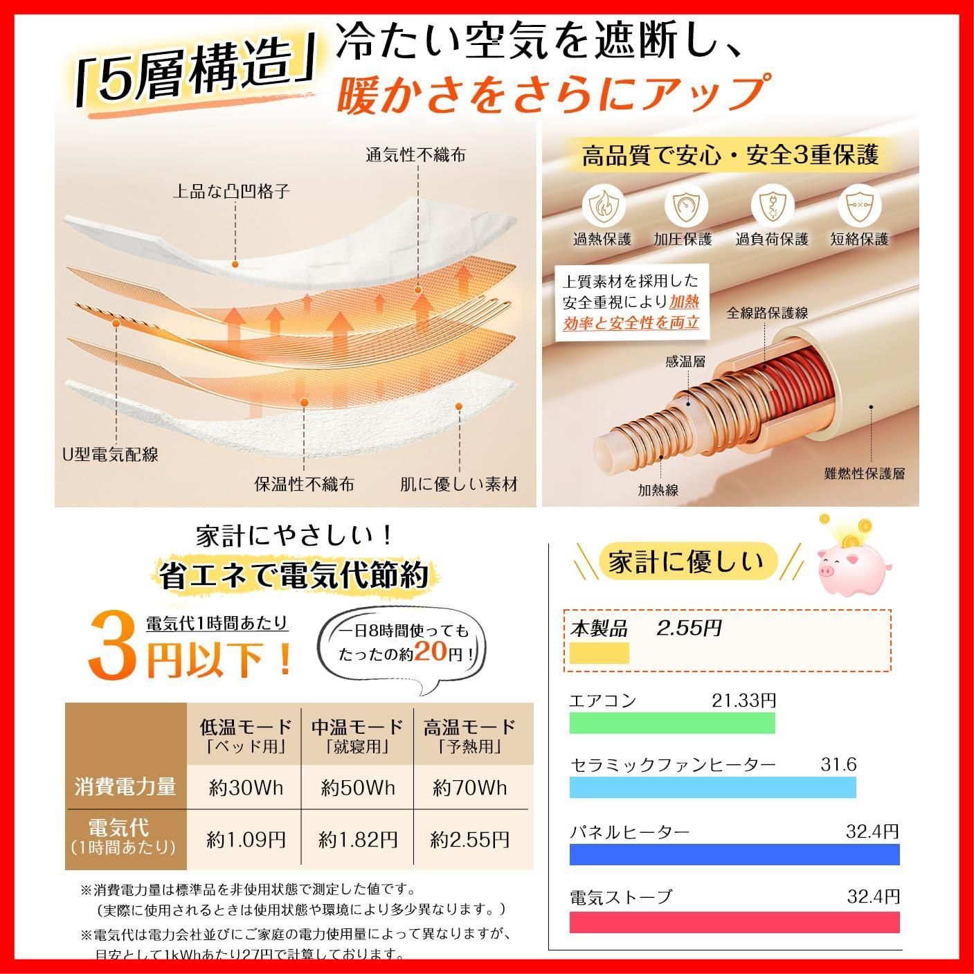 Heshare電気毛布 掛け敷き兼用 洗える 188 130 cm 大型 9段階温調 9時間タイマー 自動オフ 省エネ 足元まで温かい 水綿素材 ひざ掛け 敷き毛布 兼用 寝室 リビング 事務所 車中用 寒さ対策 プレゼント ギフトに PSE認証