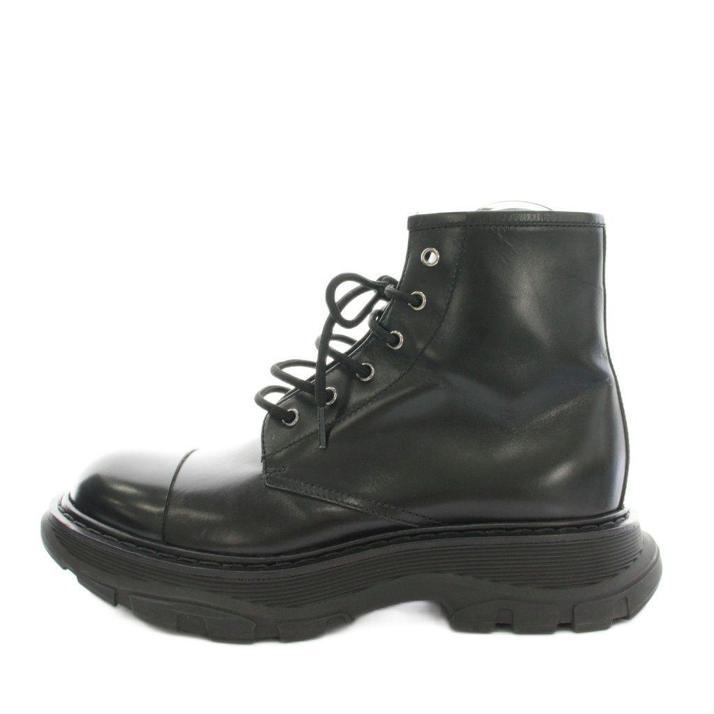 アレキサンダーマックイーン MCQUEEN レースアップレザーアングルブーツ ショートブーツ 41 黒 ブラック 535199 YT
