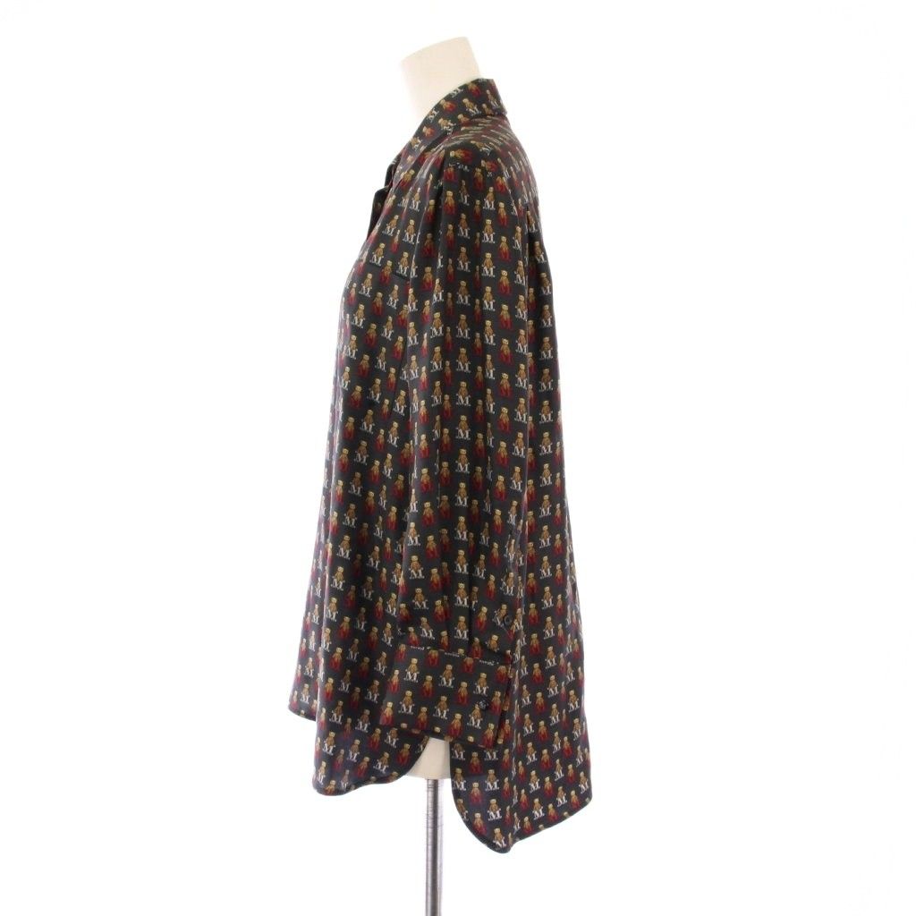 マックスマーラ MAX MARA シャツ ブラウス 長袖 レギュラー くま柄 クマ柄 総柄 黒 ブラック BB