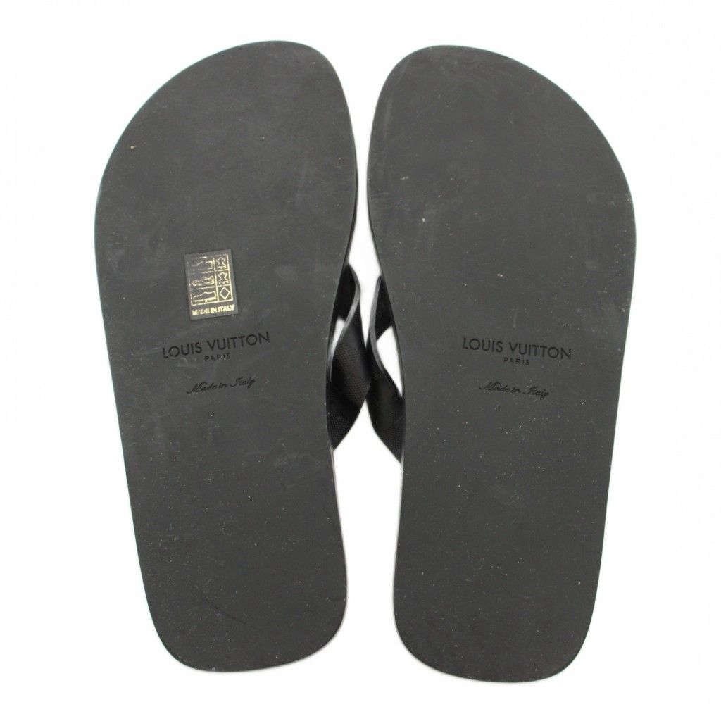  ルイヴィトン LOUIS VUITTON ビーチサンダル トング ダミエ レザー 7 5 黒 ブラック YT サンダル 靴