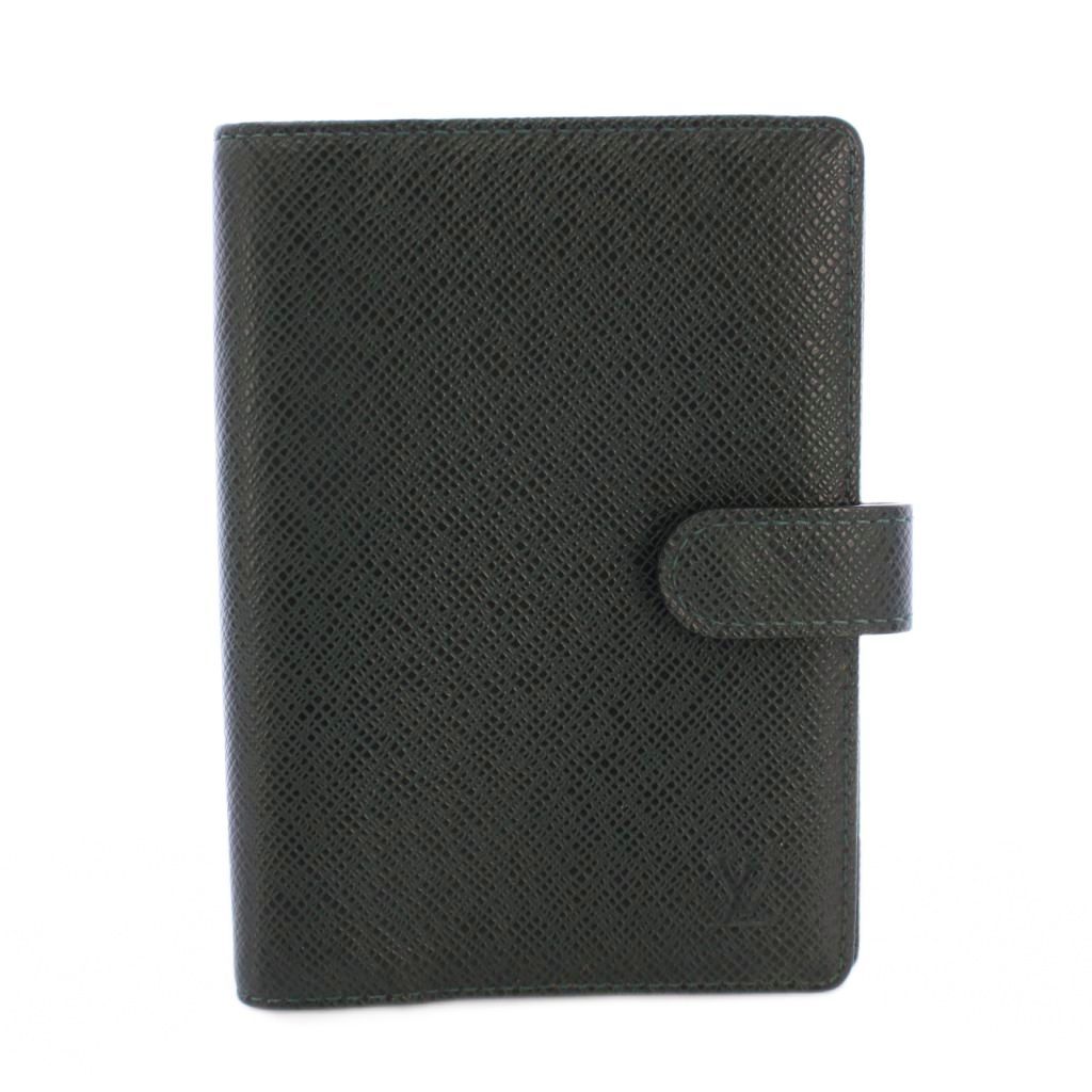 ルイヴィトン LOUIS VUITTON アジェンダPM タイガ 手帳ケース アドレス帳 二つ折り レザー ワン LVロゴ 緑 グリーン R 20426 BB OH