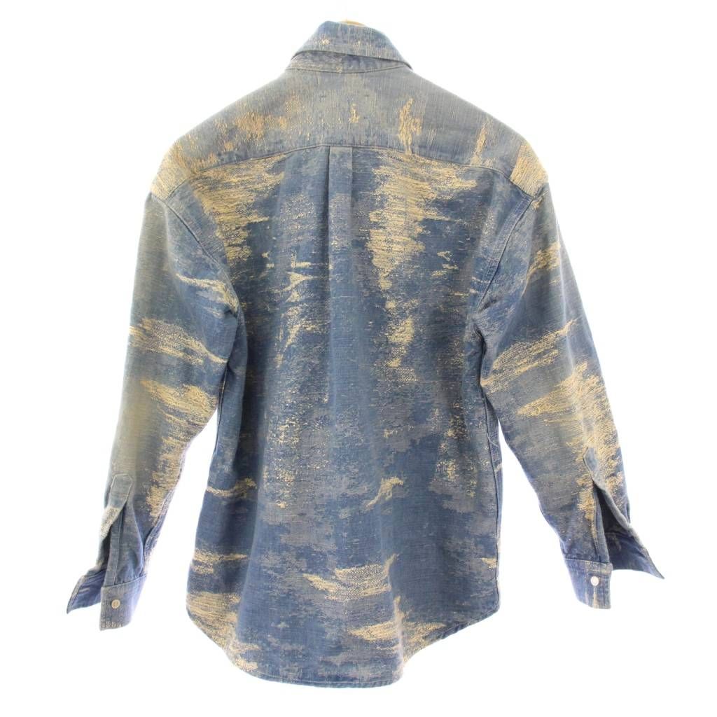 ターク TAAKK ジャガードデニムボウタイブラウス シャツ 長袖 バイ 2 青 ブルー ベージュ TA 24 SS-SH 333 BB