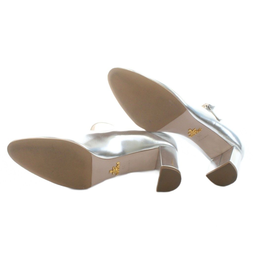 プラダ PRADA パンプス ストラップ レザー チャンキーヒール 36