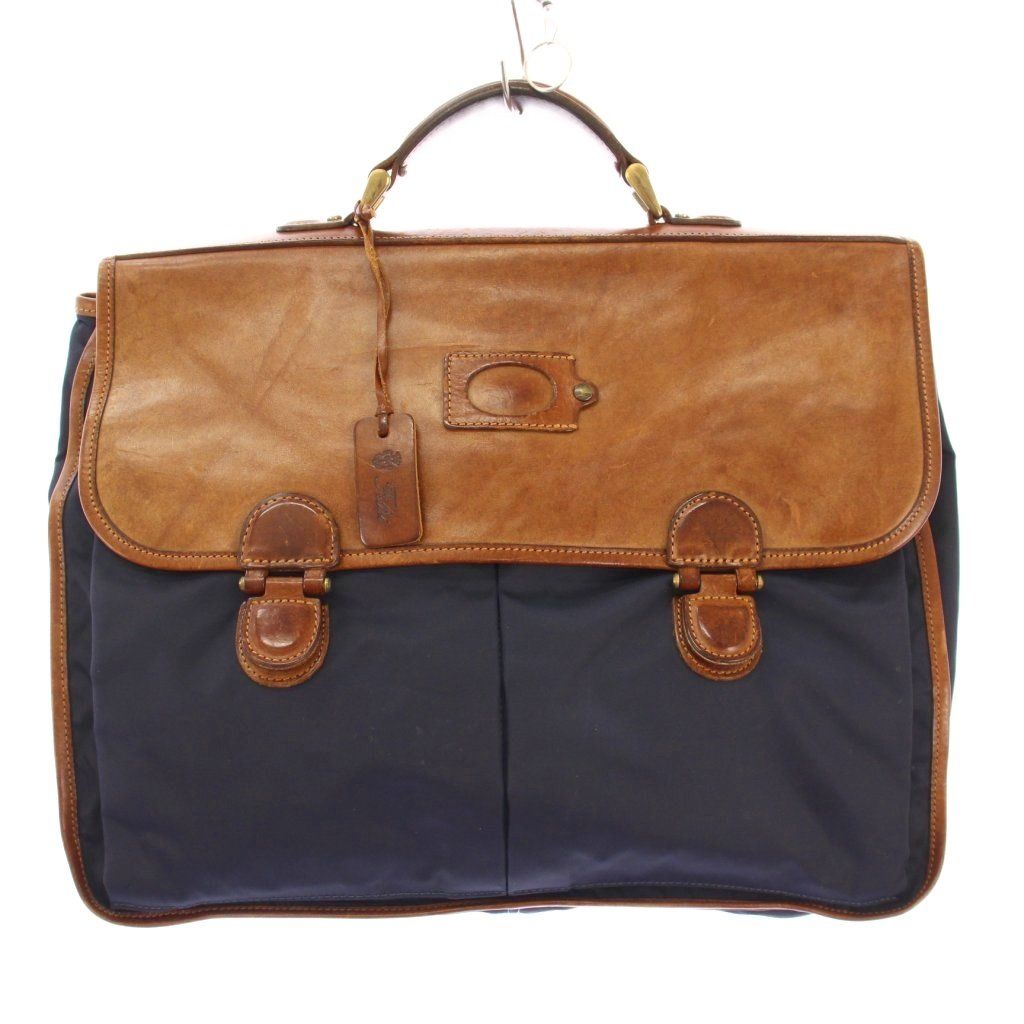 フェリージ Felisi ビジネスバッグ ブリーフケース 書類カバン ハンドバッグ ナイロン レザー 切替 ロゴチャーム 紺 ネイビー 茶 ブラウン BB