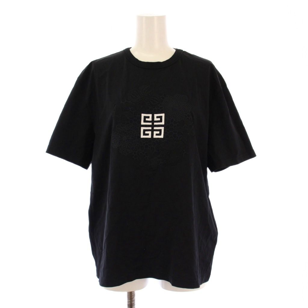 ジバンシィ GIVENCHY Tシャツ カットソー 半袖 クルーネック ストレッチ ロゴ S 黒 ブラック BB