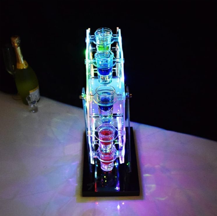人気商品】テキーラ観覧車 12穴 12×カップ 26点セット LED酒ボトルの