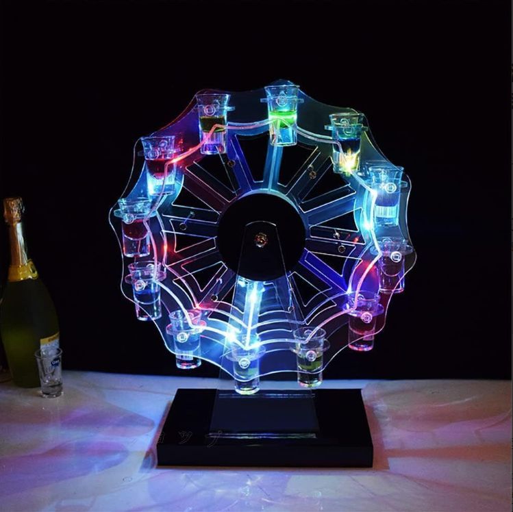 人気商品】テキーラ観覧車 12穴 12×カップ 26点セット LED酒ボトルの