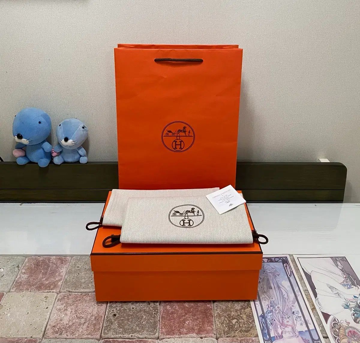 エルメス 靴ボックス(30 5x20 5x11)＋ダスト＋BOOKLET＋お買い物バッグ