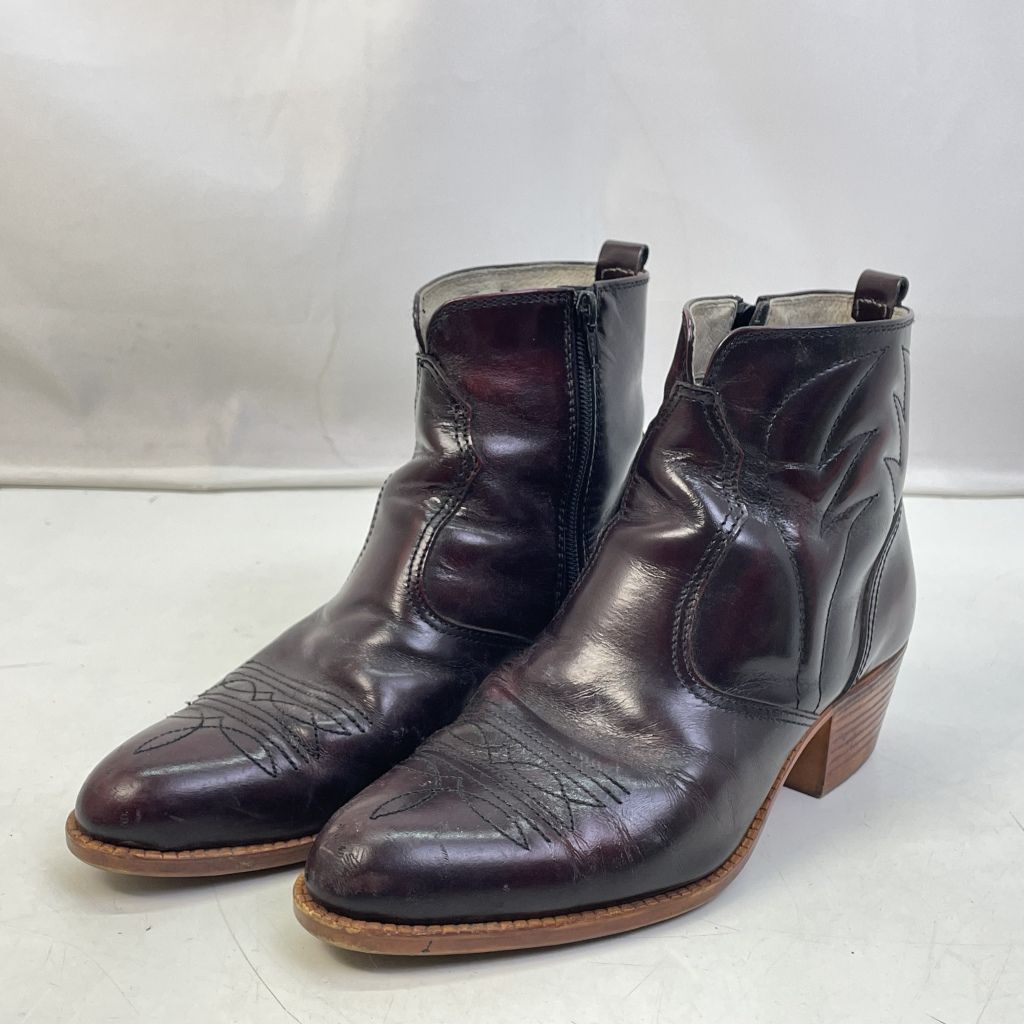 01 w-5894 〇 TEXAS VILLAGE テキサスヴィレッジ ウエスタンブーツ ショート 25.5 cm 箱無し 5041 赤茶 品