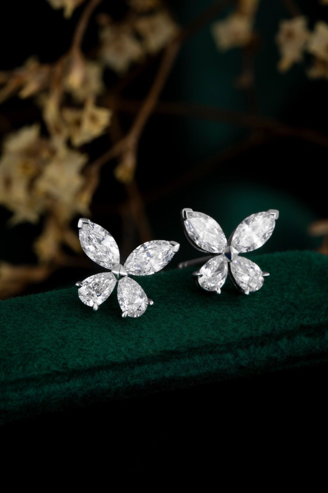 K 14 バタフライ ピアス ラボグロウンダイヤ 1 ctup 蝶 モチーフ