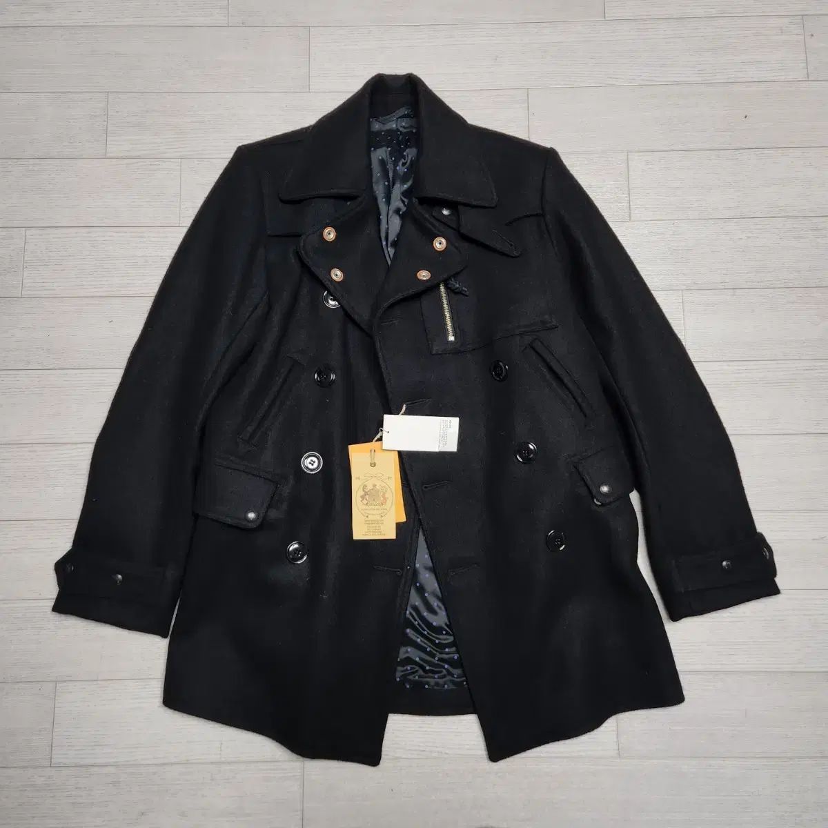 샌프란시스코麻 ダブル ボタン ピーコート