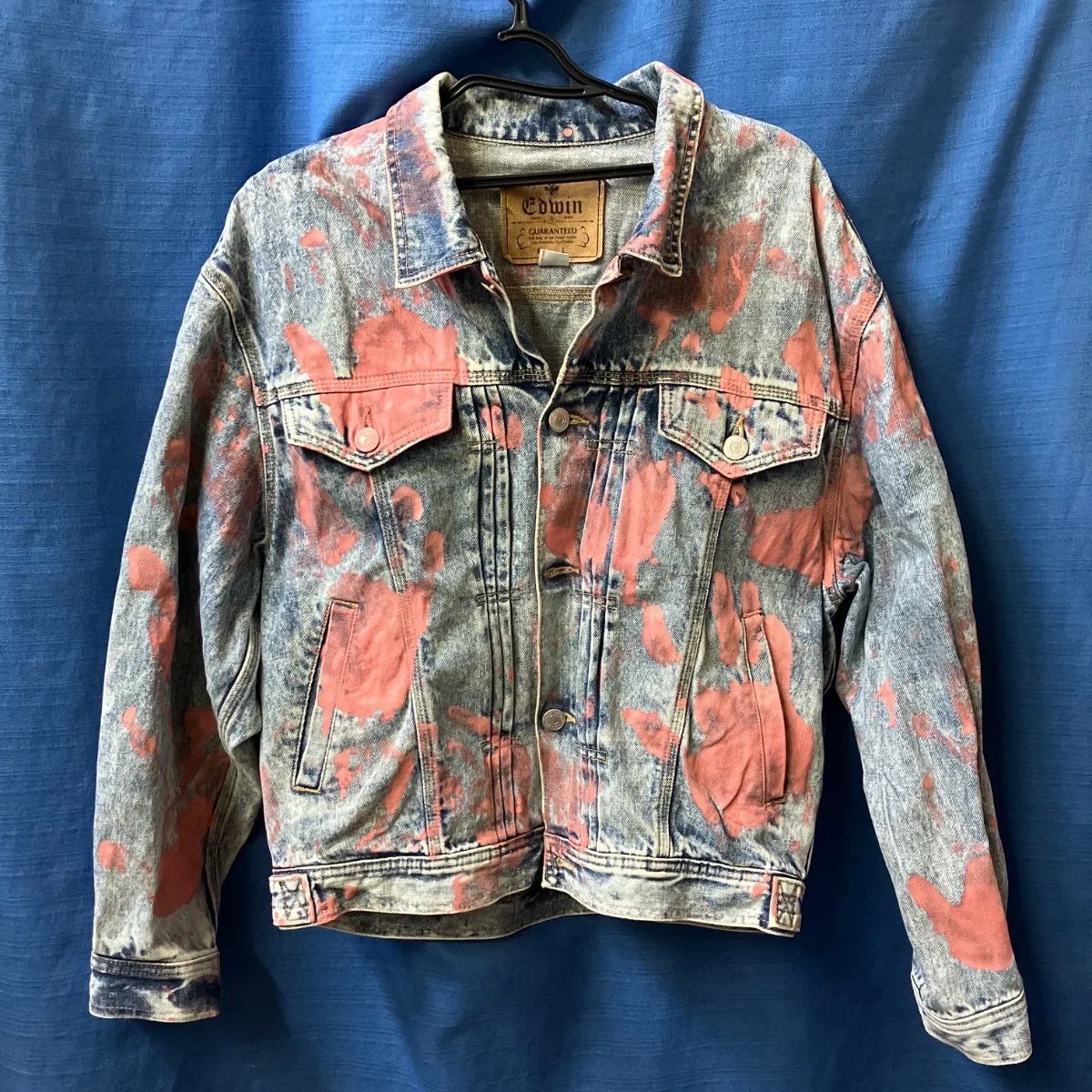 LGB デニムジャケット　ダメージ　ペイント 必見！】EDWIN デニムジャケット ダメージ ペイント M - メルカリ