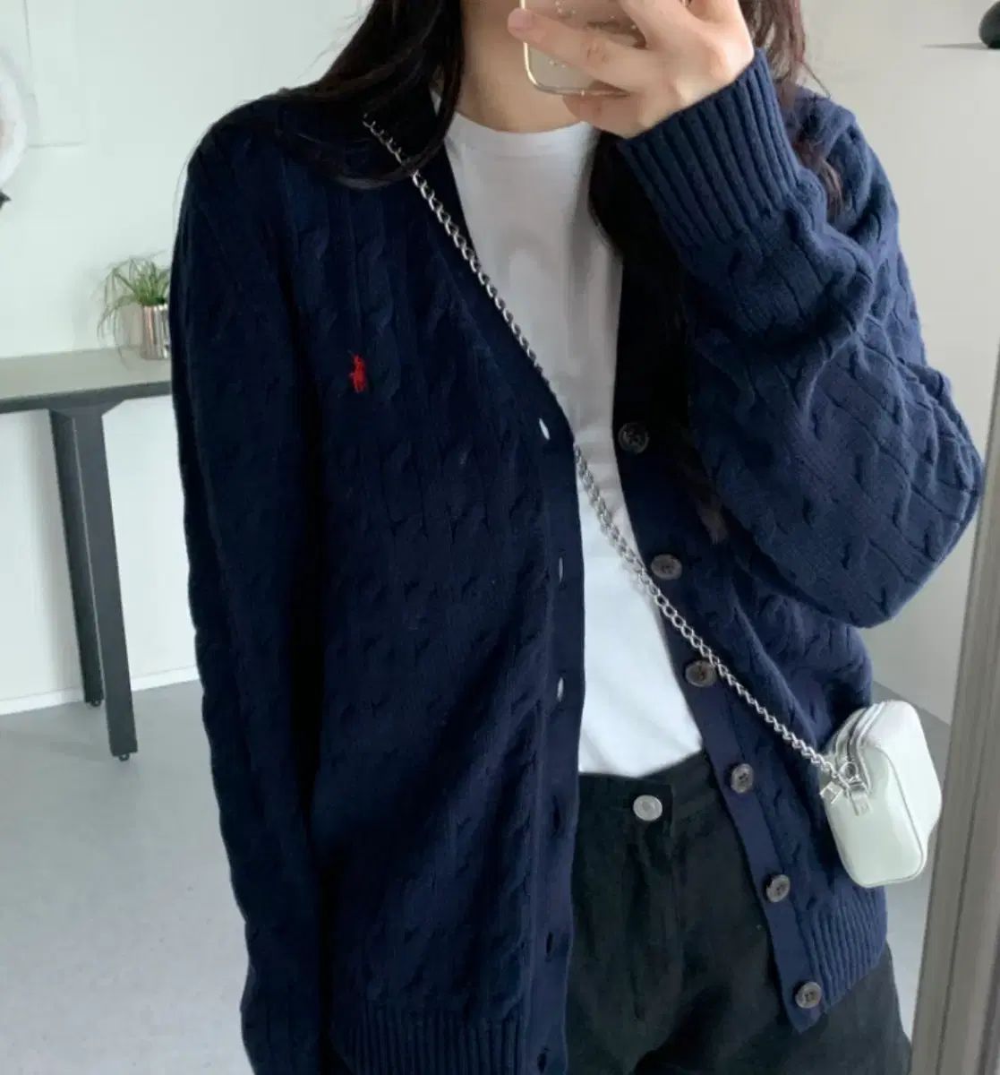 ポロ BOYS PLANET ボイプラ Vネック カーディガン ネイビー XL