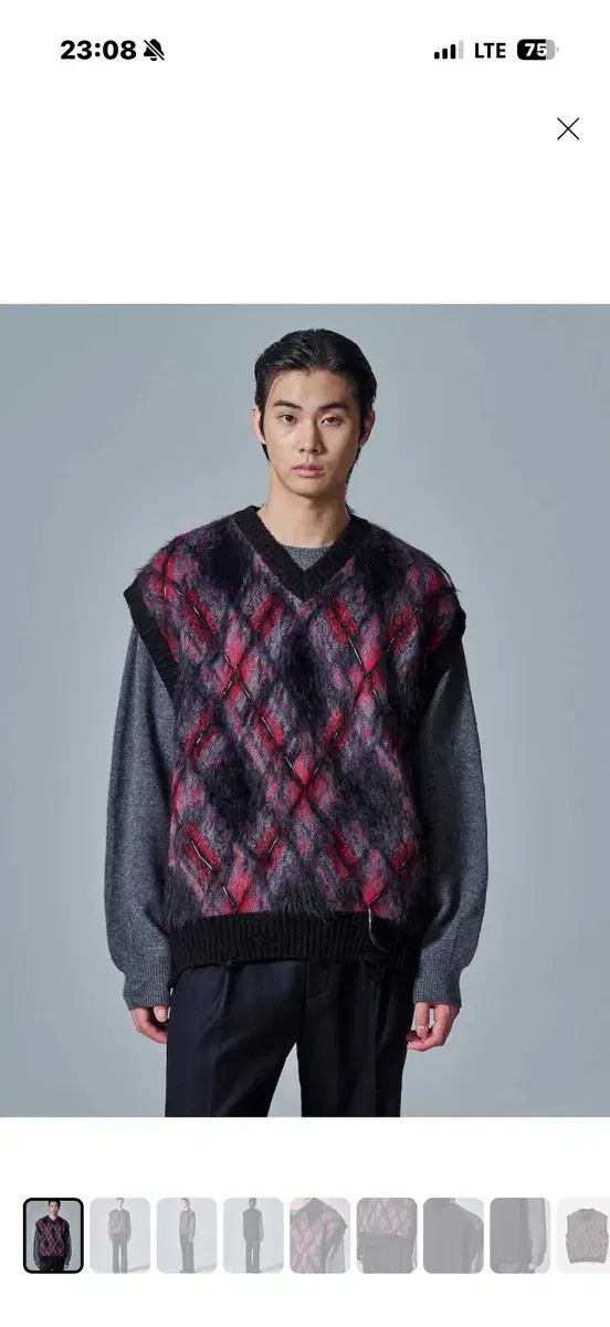 Juun J 24 FW アーガイル CHECK ニット ベスト Mサイズ