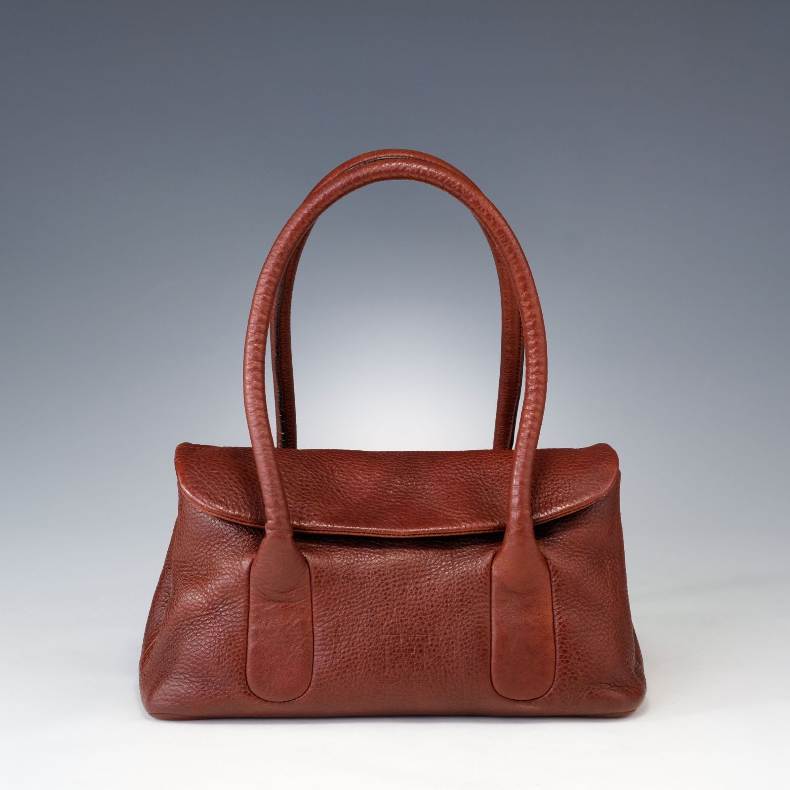 HIROHU ヒロフ ペルーシェ シボ革 トートバッグ ボストンバッグ レザー 本革 ブラウン エンボスロゴ