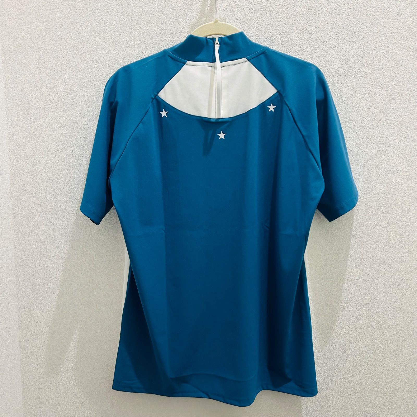 30 OFF ROCK DUDE ロックデュード 11-115302 メンズ モックネック ハイネック ゴルフ ゴルフウェア ブルー Lサイズ 半袖 定価28 600円