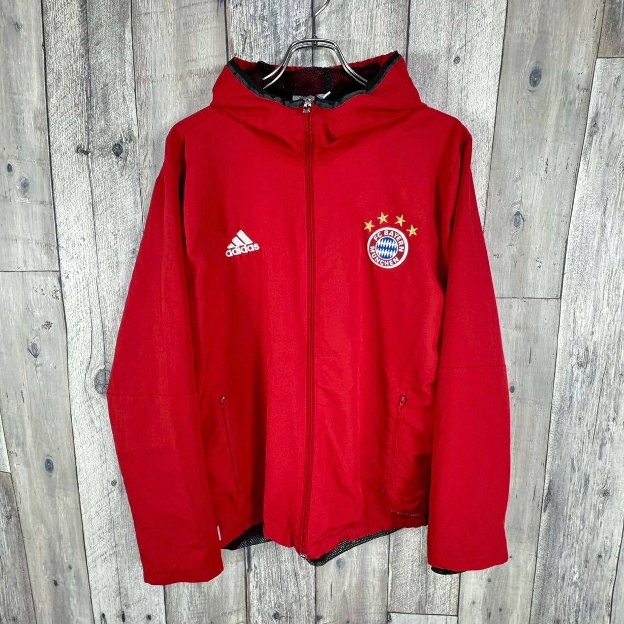 adidas アディダス FC BAYERN MUNCHEN バイエルンミュンヘン サッカー ブンデスリーガ climacool クリマクール 3本ライン フーディー ジップアップ ジャージ ジャケット メンズ O サイズ