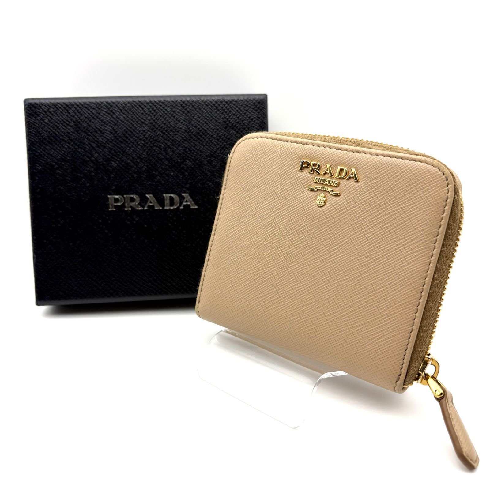 箱付／美品 】PRADA プラダ サフィアーノ 二つ折り財布 コンパクト