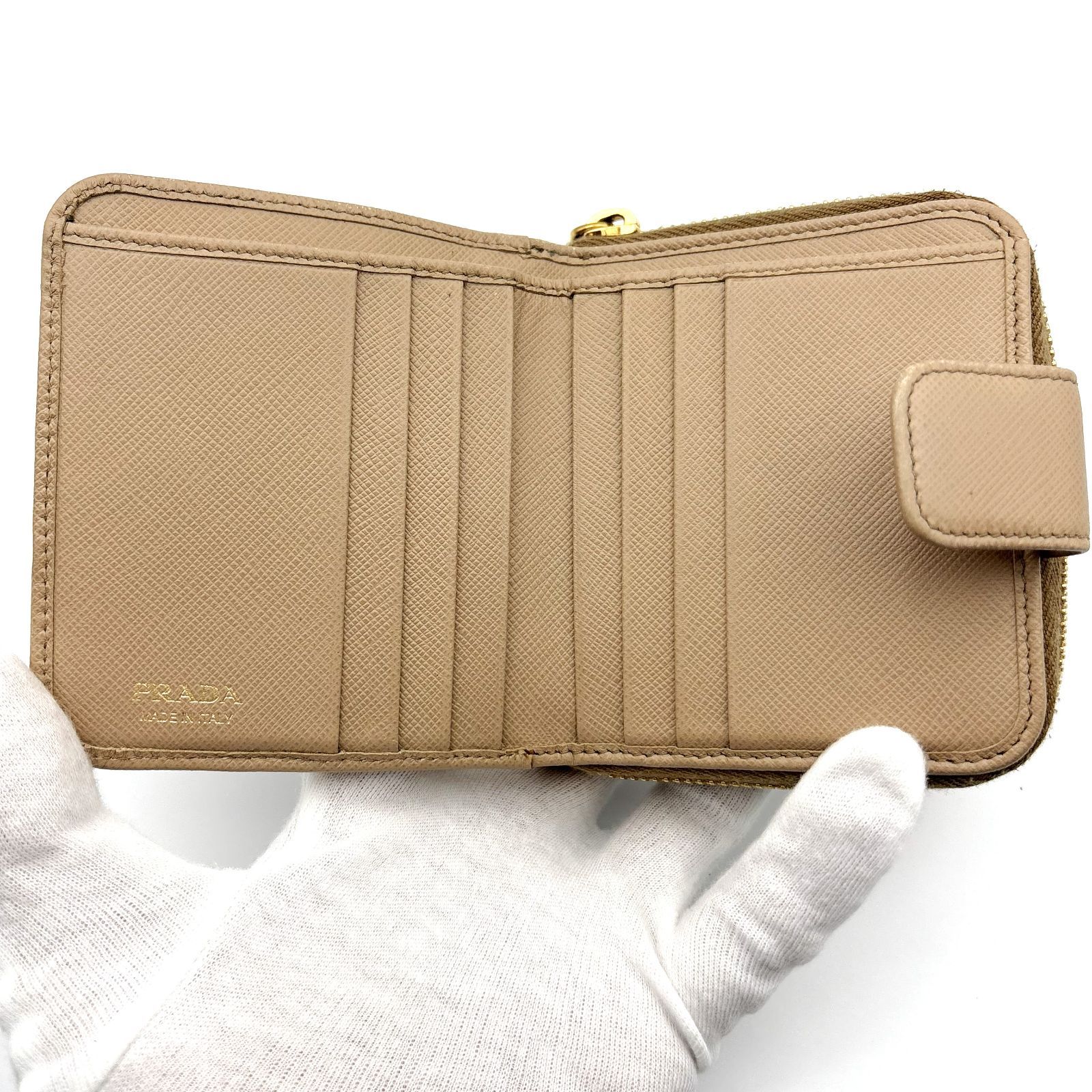 箱付／美品 】PRADA プラダ サフィアーノ 二つ折り財布 コンパクト