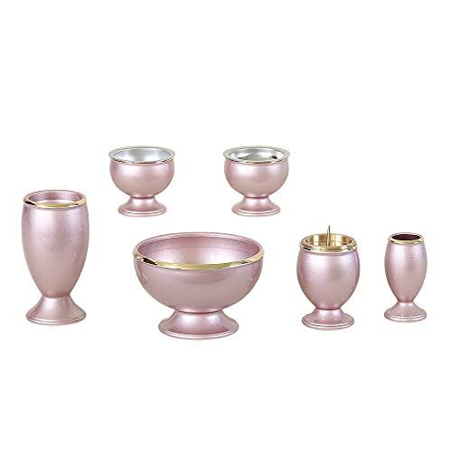モダン仏具 流星 ピンク 6具足 3.0寸 真鍮製 六具足