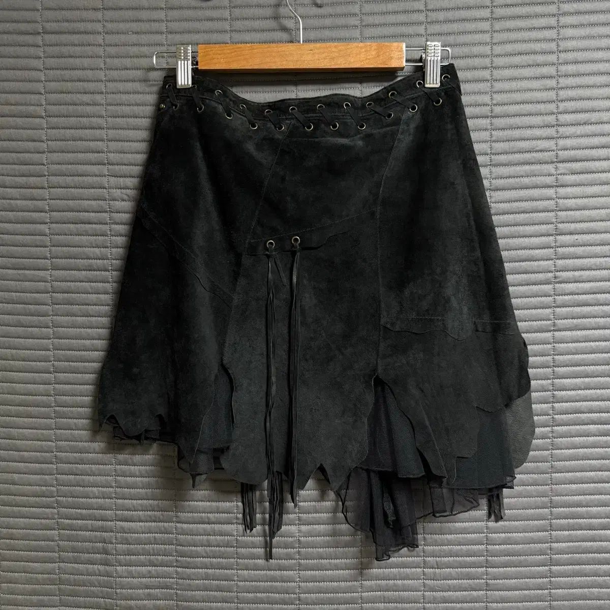 ヴィンテージ ヒッピー グランジ ボヘミアン タッセル スウェード アシンメトリー スカート