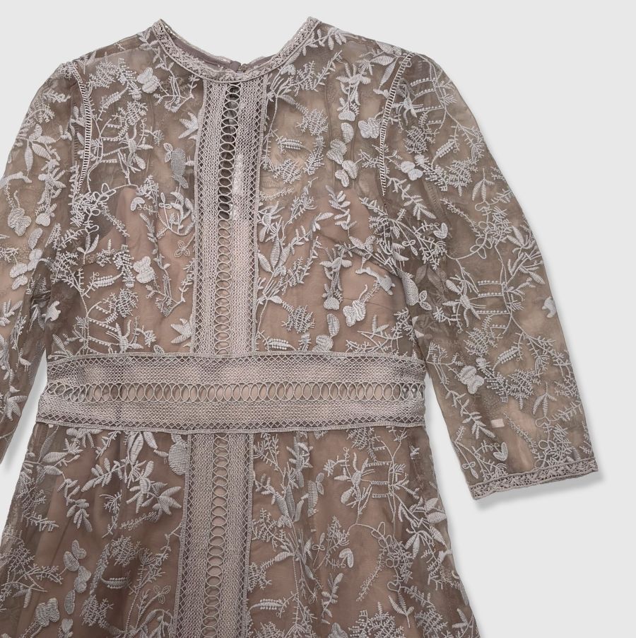 FRAY ID フレイアイディー ワンピース レース 刺繍 シースルー チュール ロング